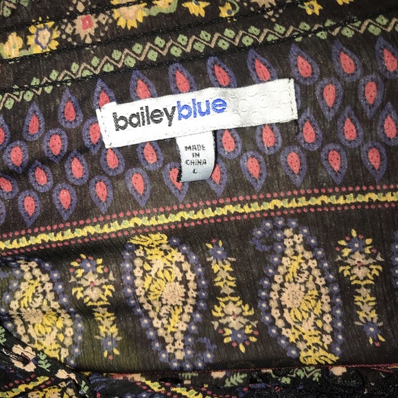 Bailey Blue Black Peasent Blouse Size Large - Picture 7 of 7